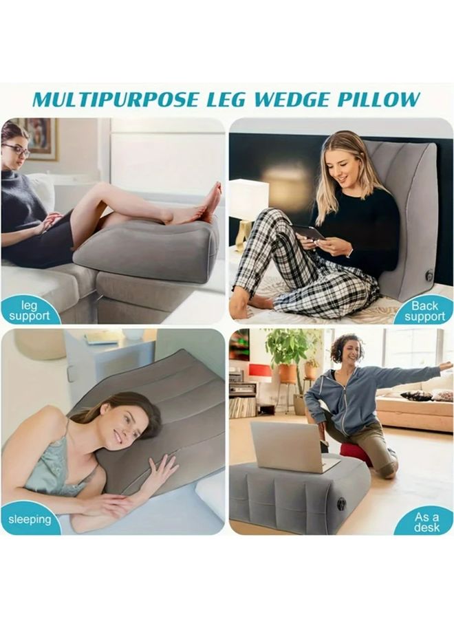 Inflatable Leg Pillow Portable Elevation Cushion For Knee Support Muscle Relaxation Grey - Image 3